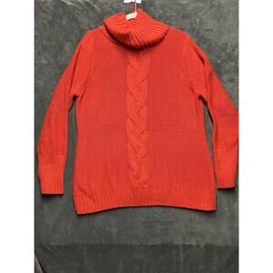 Gap Sweater Woman's XXL Tomato Red Chunky Cable Knit Cowl Neck Holiday Christmas